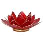 Mobile Preview: Lotus Teelichthalter rot 1. Chakra goldfarbig