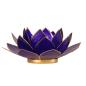 Preview: Lotus Teelichthalter indigo 6. Chakra goldfarbig
