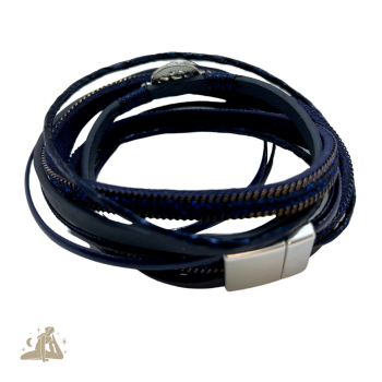 Leder-Wickelarmband mit einem Magnetverschluss - schwarz
