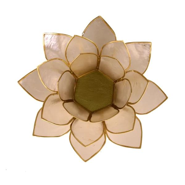 Lotus Teelichthalter natur goldfarbig
